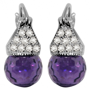 Par aros Lady capricho cubic color violeta 10 mm